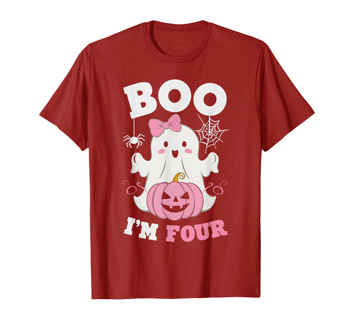 Ghost Boo I'm Four Year 4th Birthday Girls Halloween Groovy T-Shirt