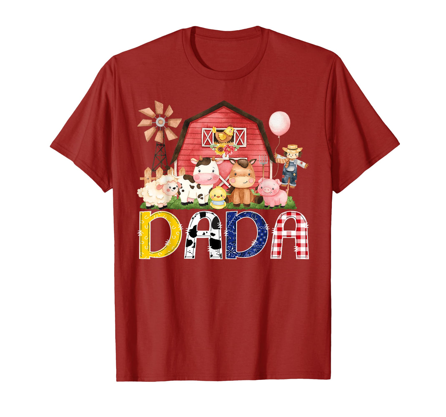 Dada Of The Birthday Boy/Girl/Kids Red Farm Cow T-Shirt