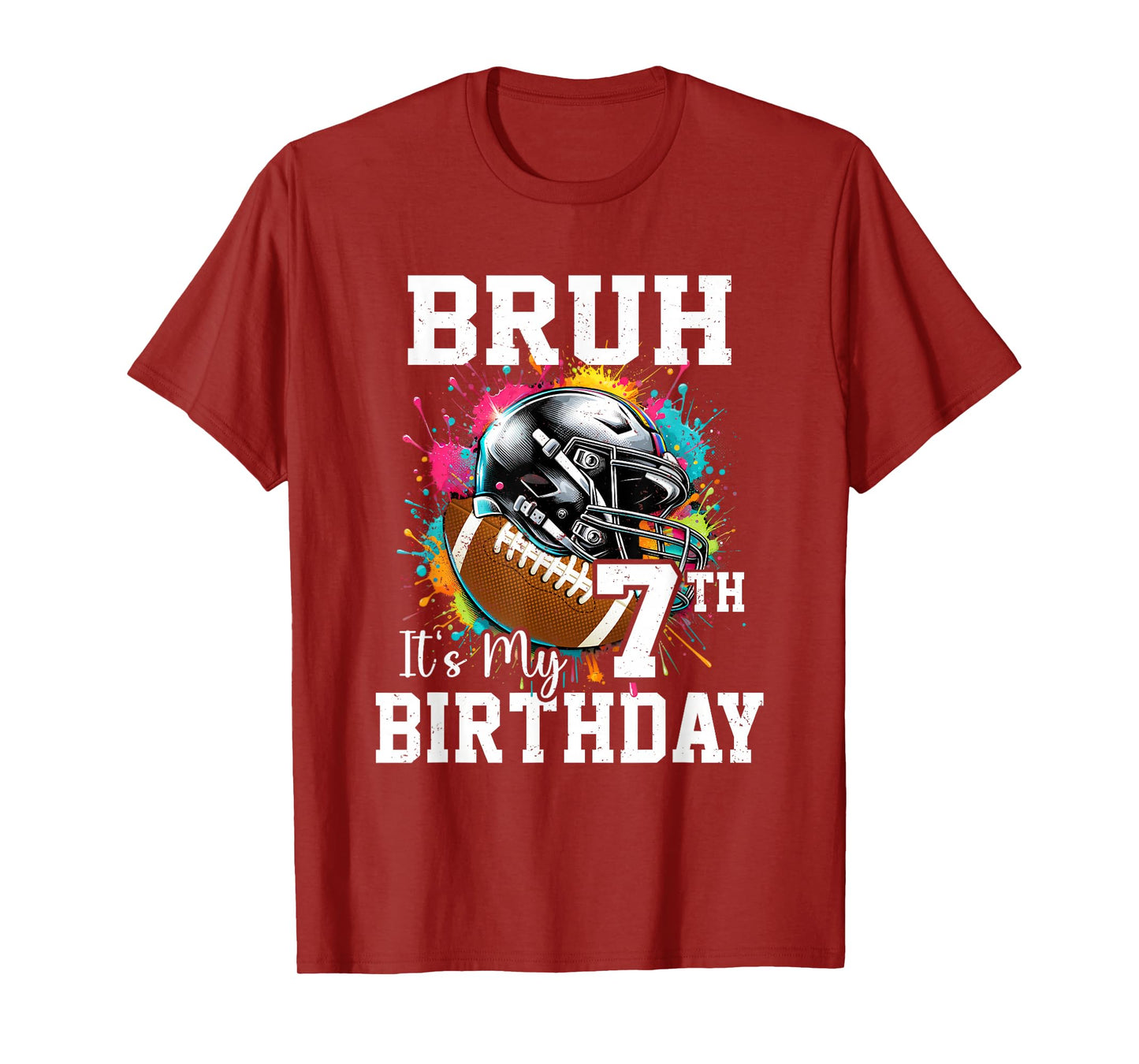 Bruh It's My 7th Birthday 7 Years Old Football Player T-Shirt