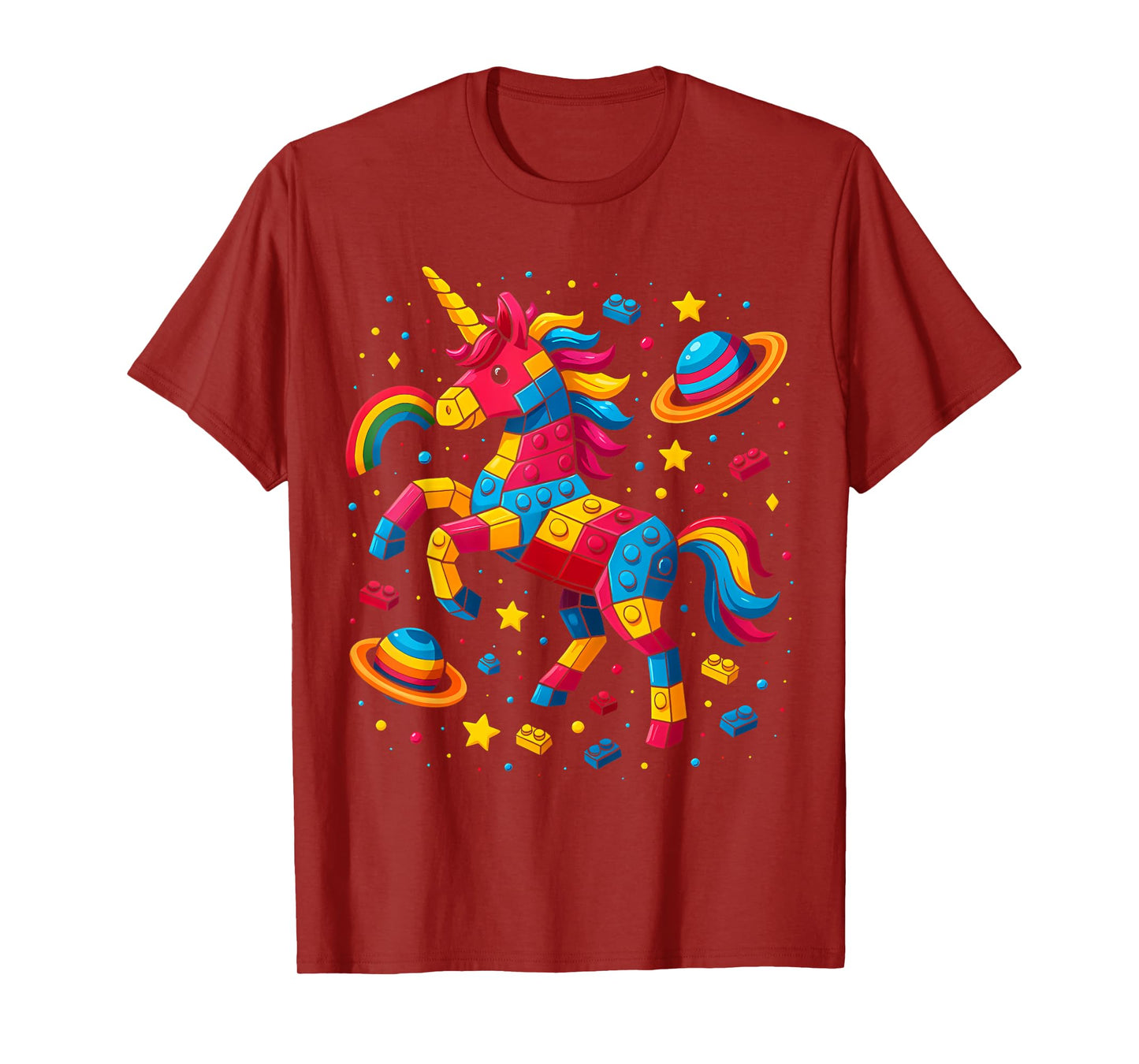 Unicorn Blocks Star Space Girl Builder Building Block Bricks T-Shirt