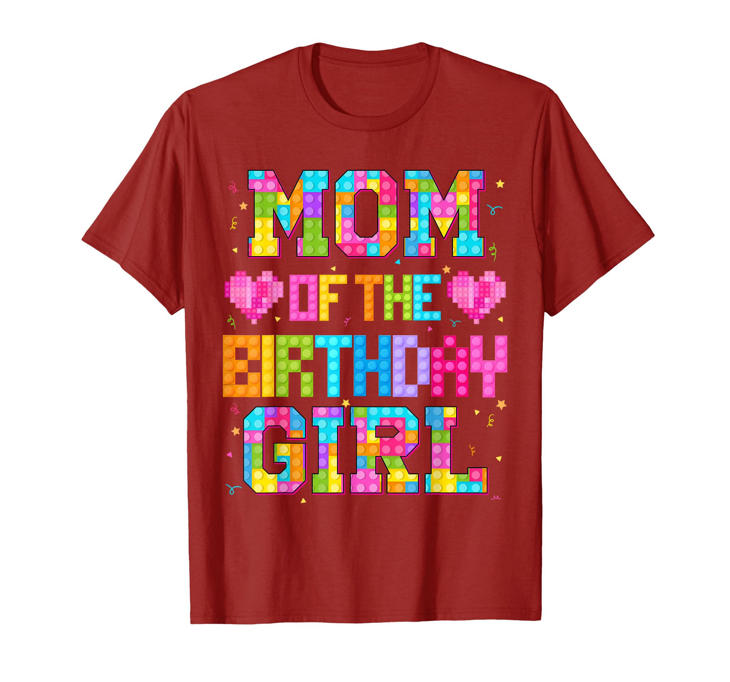 Mom And Dad Of The Birthday Girl Build Brick Family Matching T-Shirt