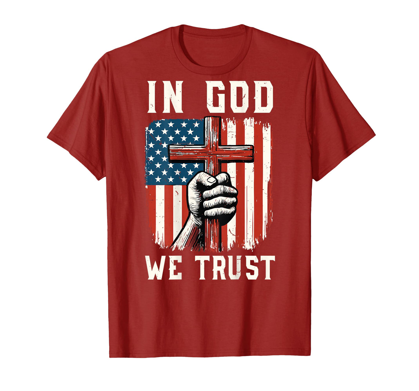 Mens in God We Trust Patriotic Christian Faith American Flag T-Shirt