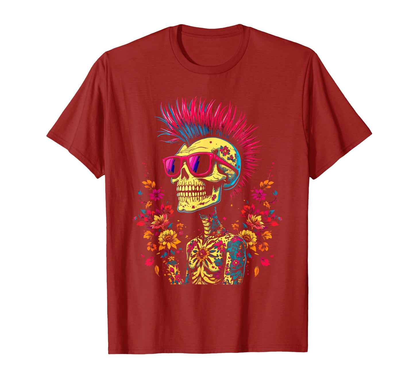 Funny Skeleton Punk Rock Mohawk Rocker for Toddlers Boy Kids T-Shirt