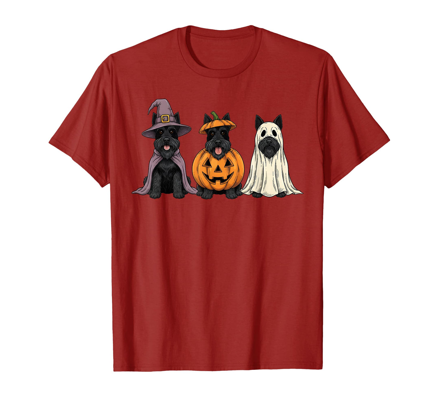 Spooky Ghost Scottish Terrier Pumpkin Halloween Dog Lover T-Shirt