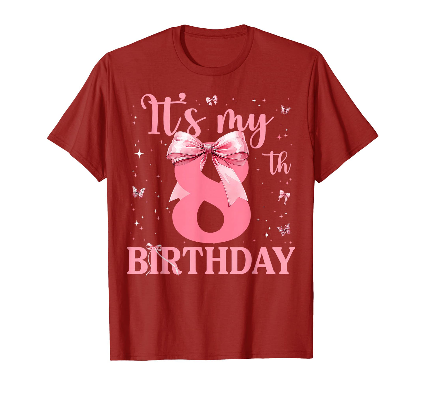 8th Birthday Coquette Bow 8 Years Old Birthday Girl Kids T-Shirt