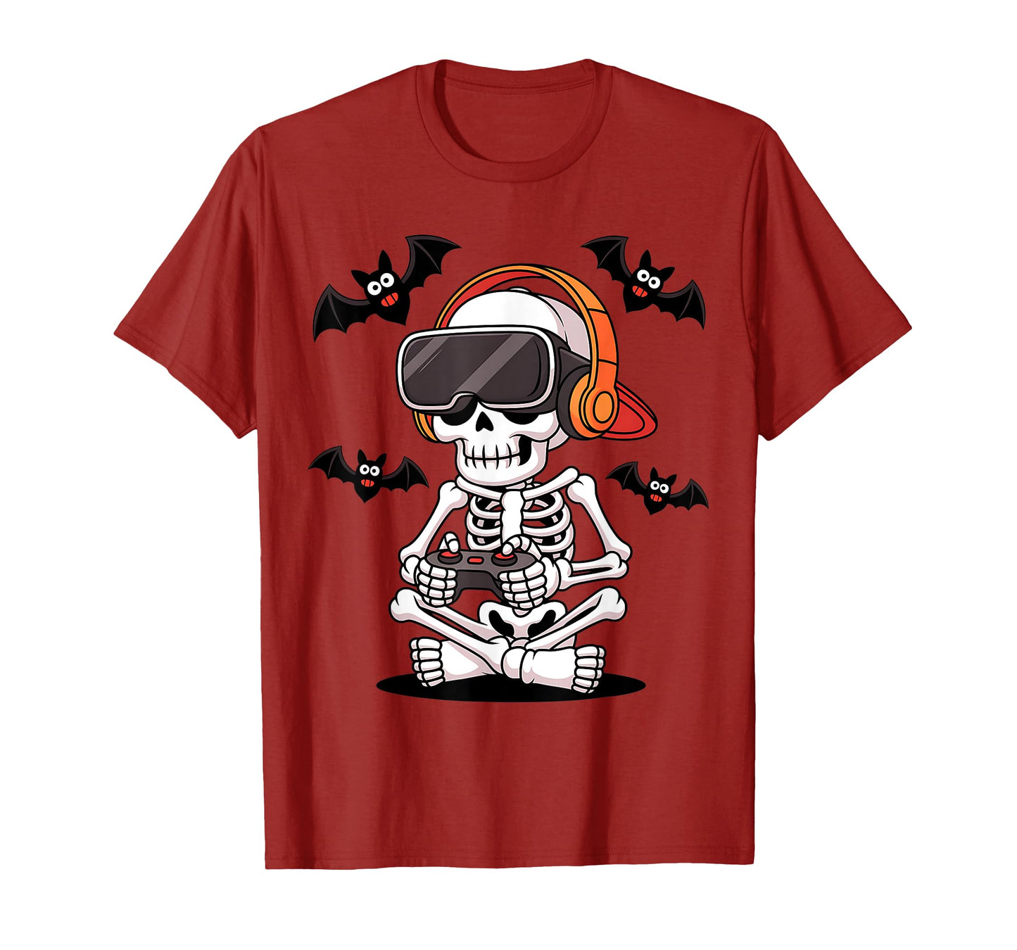 Funny Skeleton Gamer with VR Headset Halloween Style T-Shirt