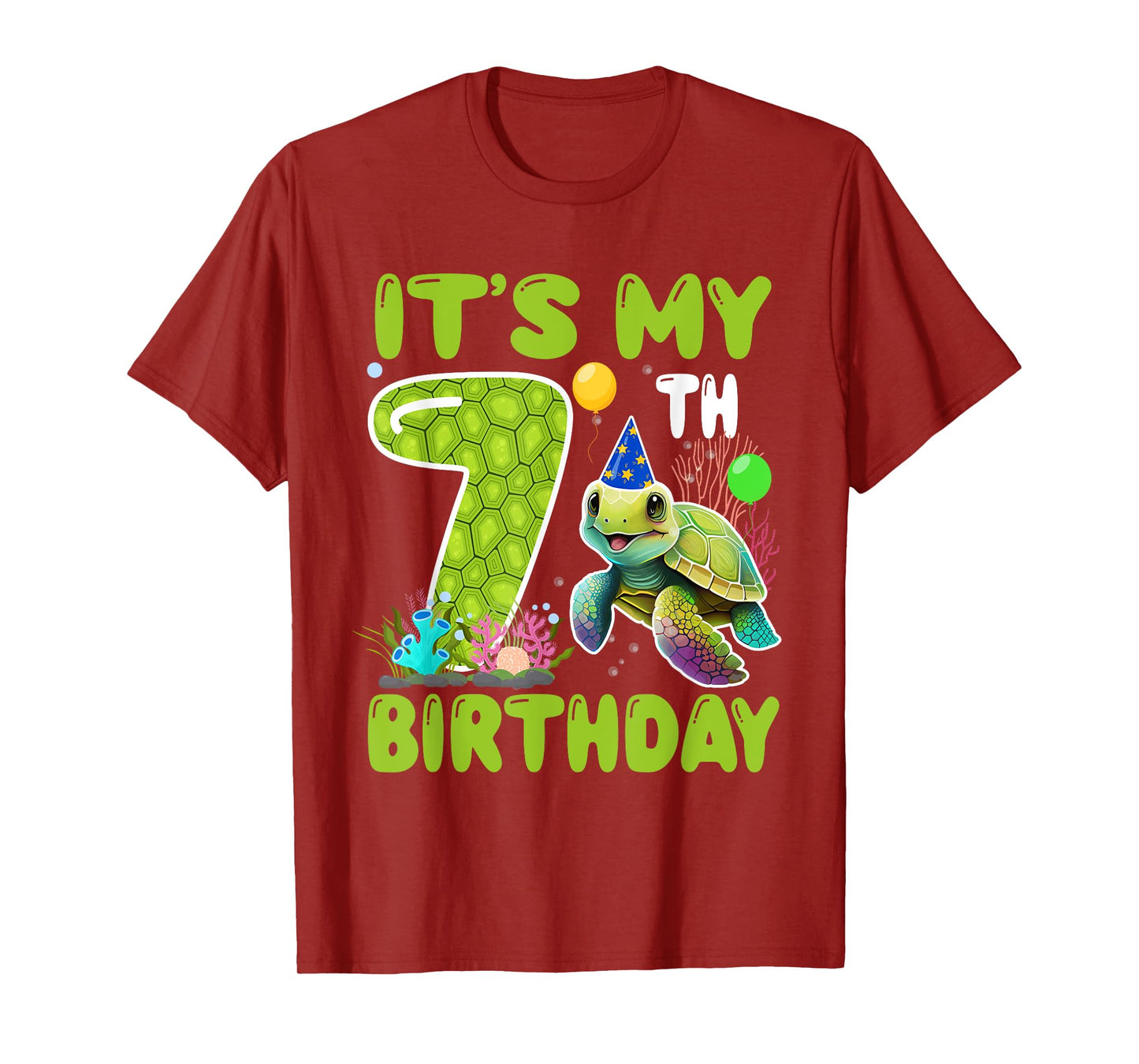 7 Year Old Birthday Sea Turtle Theme It's My 7th Birthday T-Shirt
