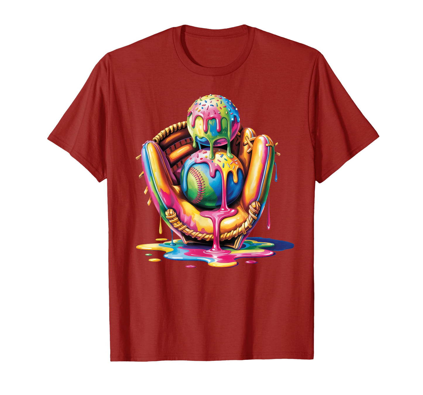 Baseball Drip Ice Cream Sprinkles Baseball Glove T-Shirt