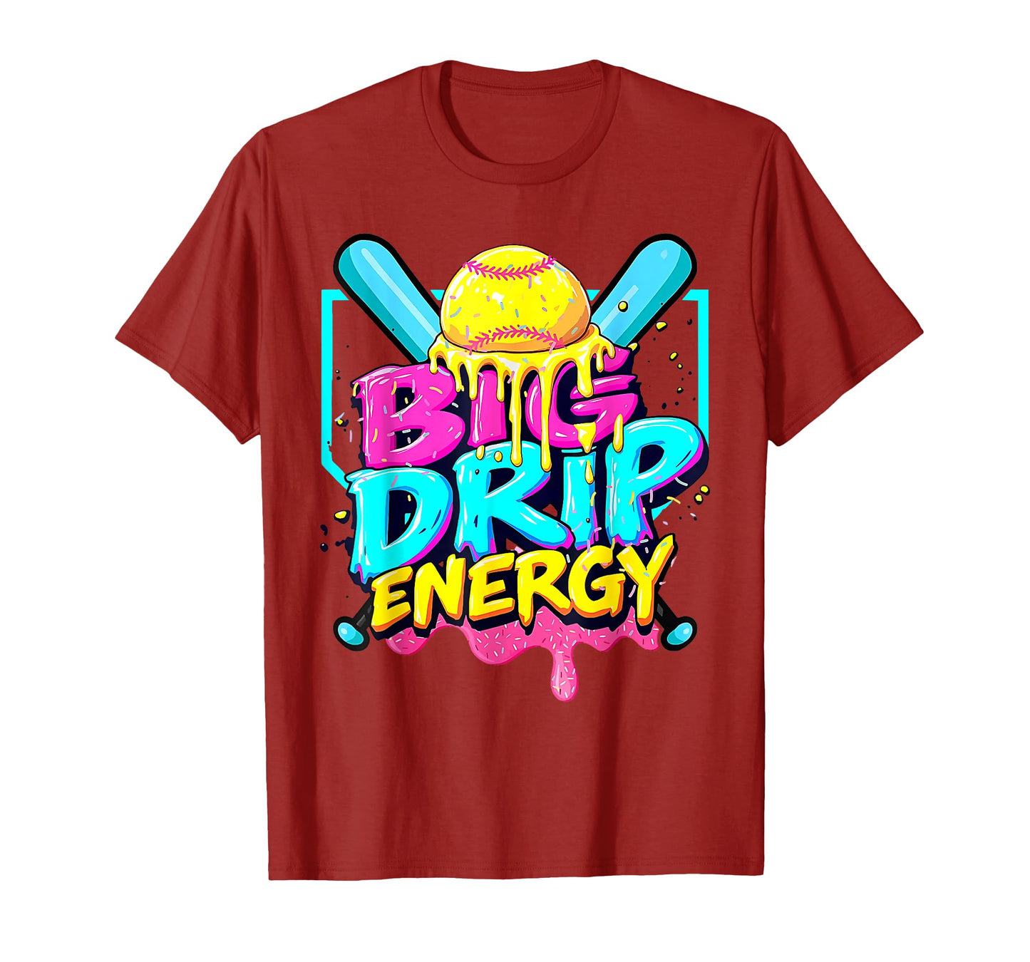 Softball Drip For Girls Ice Cream Drip Youth Girls Softball T-Shirt