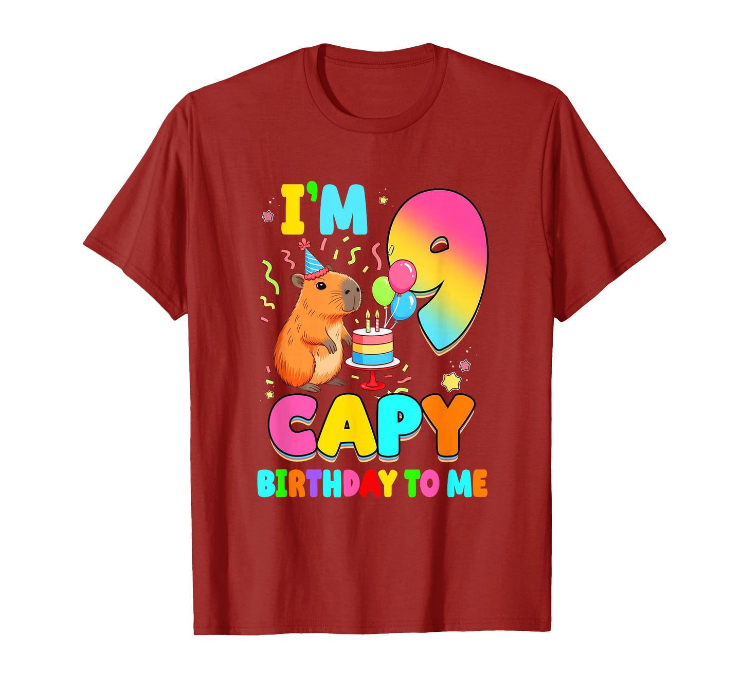 I'm 9 Years Old Capy Birthday to Me 9Th Birthday Capybara T-Shirt