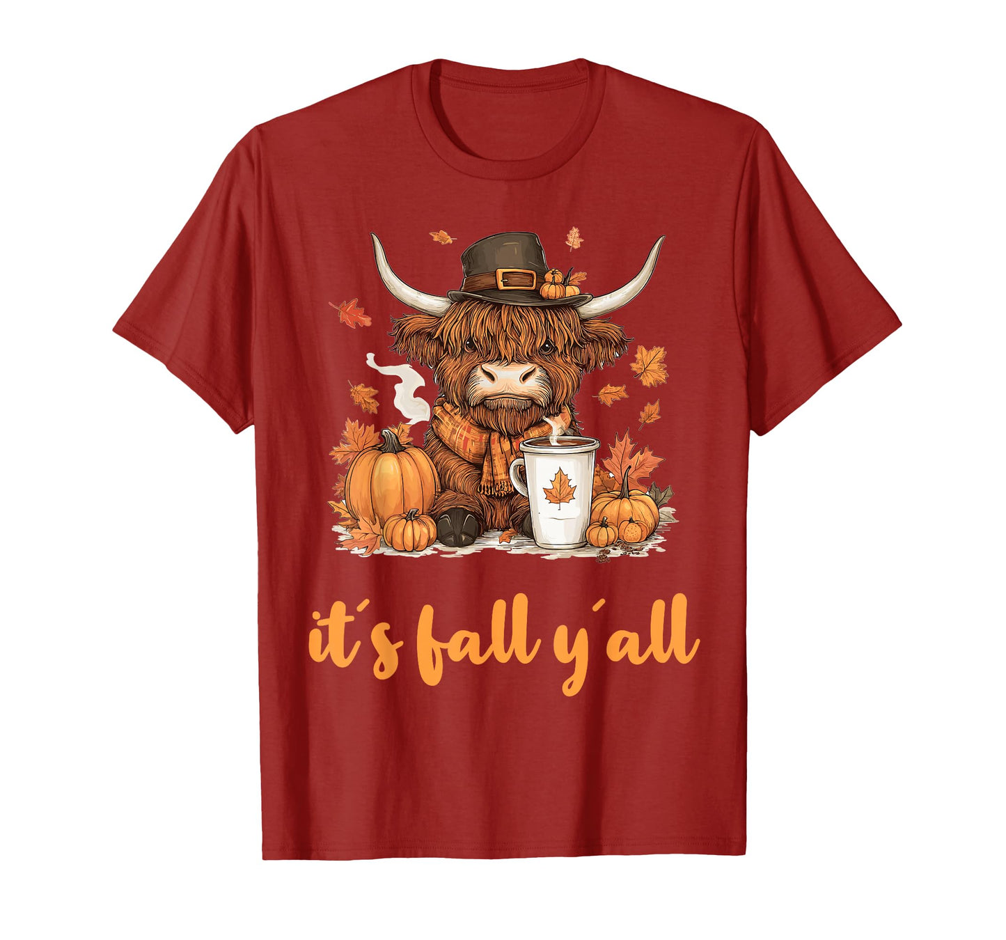 Scottish Highland Cow Fall Thanksgiving it´s fall yáll T-Shirt