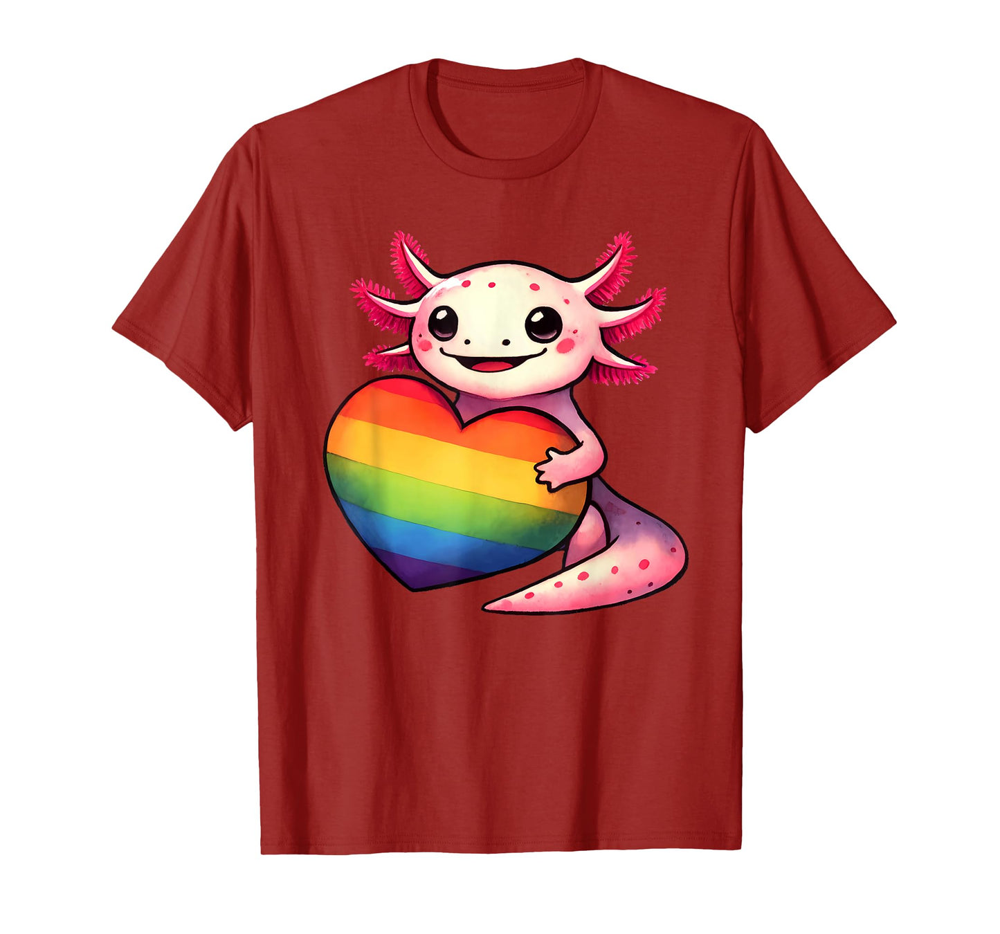 Gay Pride Axolotl Heart Rainbow Flag LGBT Women Girls Kids T-Shirt