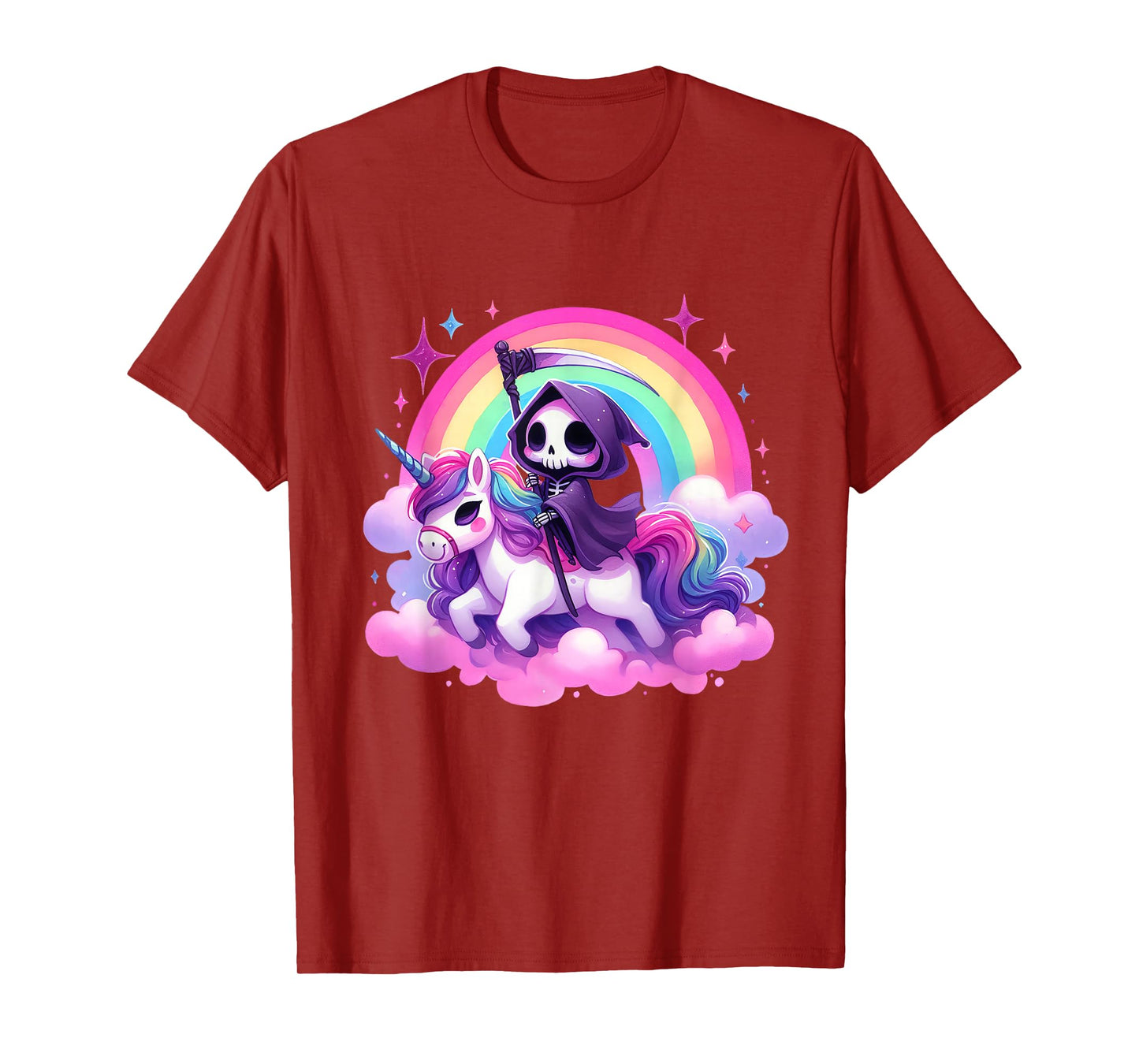 Halloween Unicorn Costume Grim Reaper Riding Unicorn T-Shirt