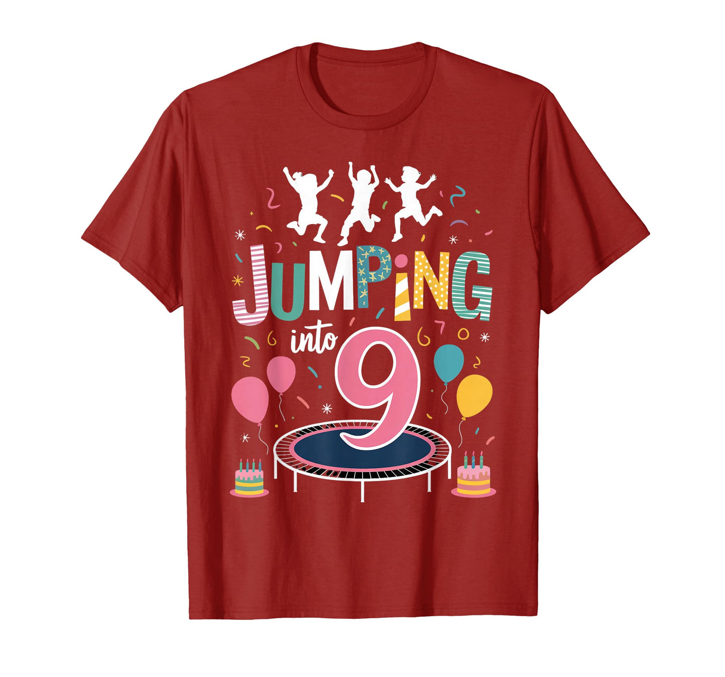 Jumping Into 9 Birthday Party Trampolining Trampoline T-Shirt