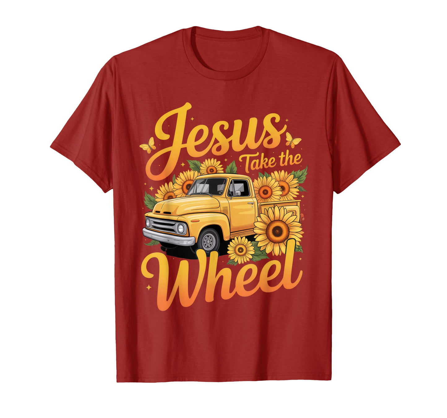 Jesus Take The Wheel Vintage Yellow Truck with Sunflowers T-Shirt