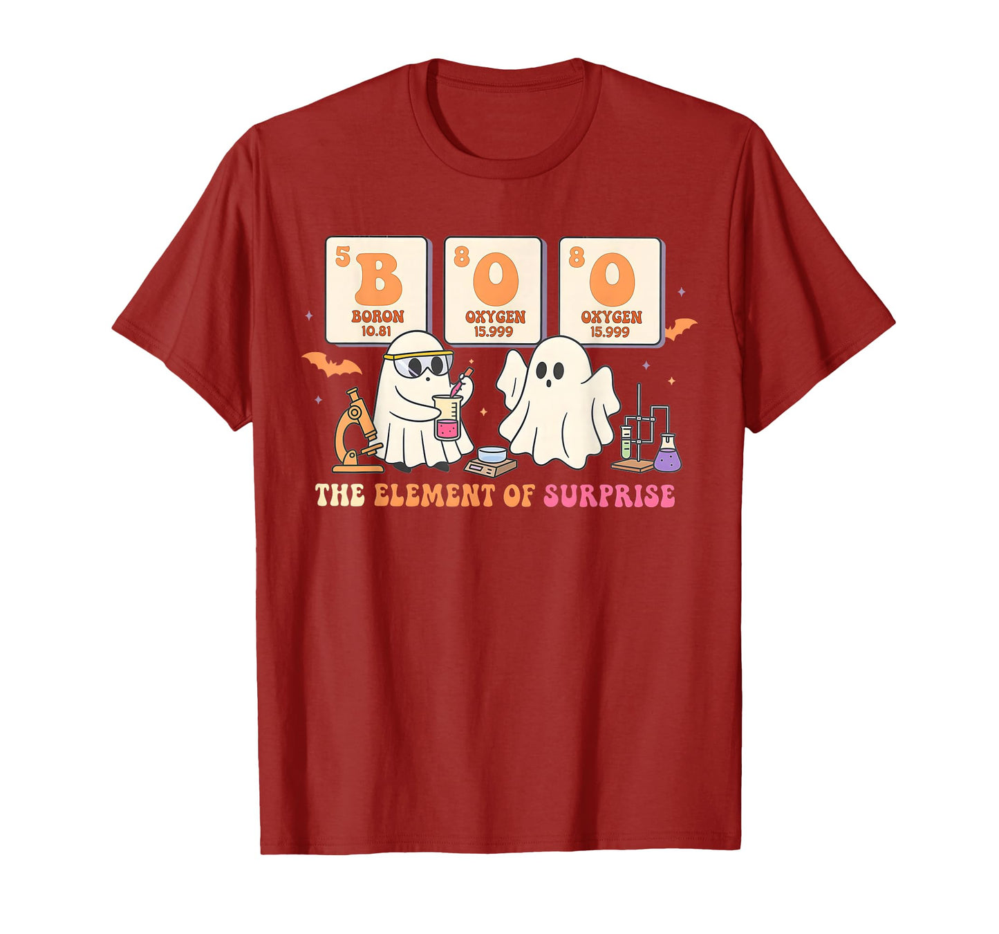 Halloween Science Teacher Boo Ghost The Element of Surprise T-Shirt