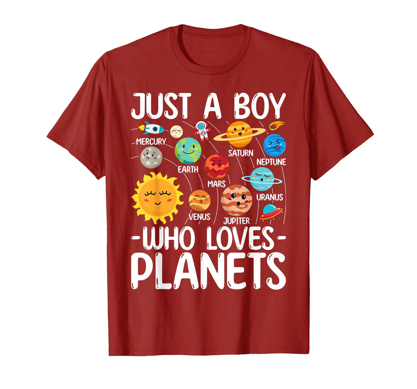 Just A Boy Who Loves Planets Solar Star System Science Space T-Shirt
