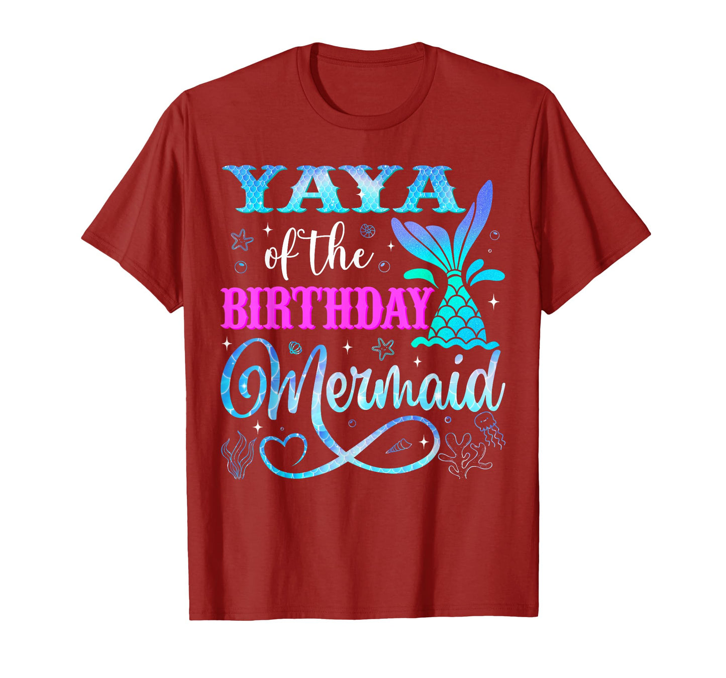 Yaya of The Birthday Mermaid Family Matching Party T-Shirt