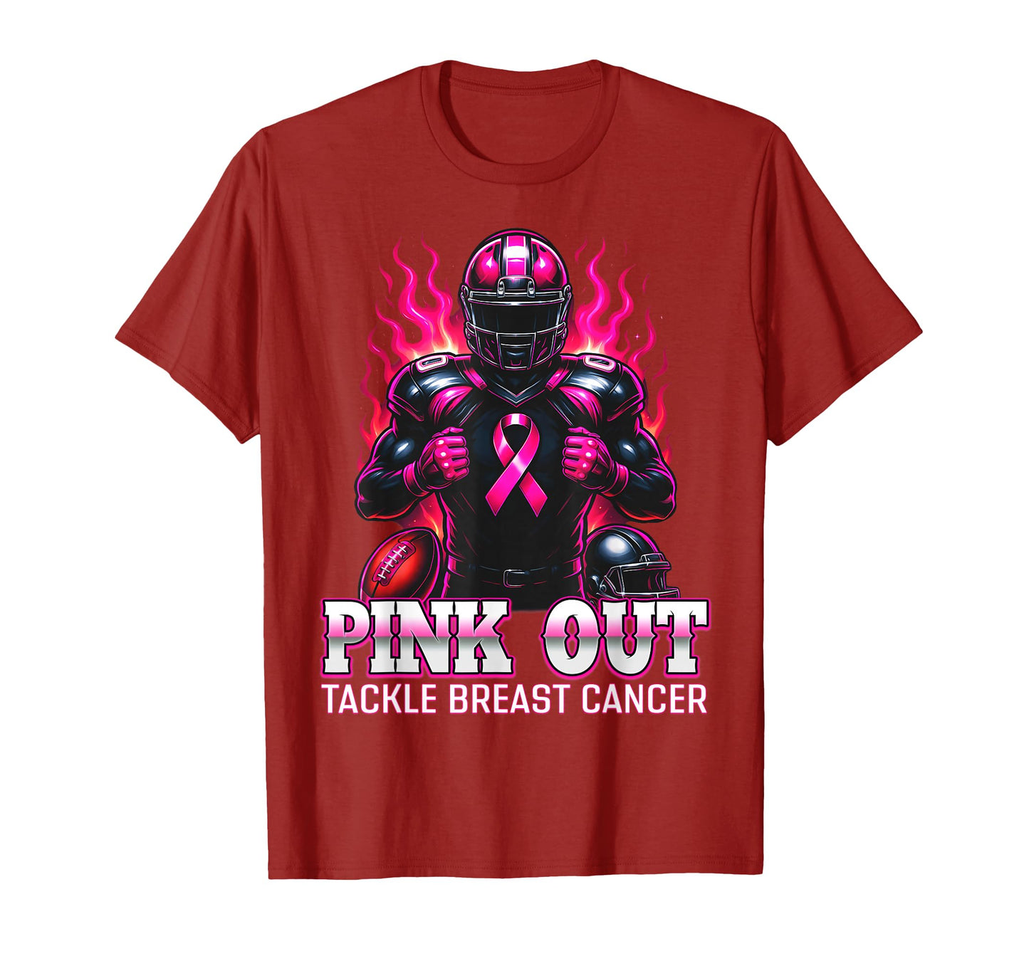 Tackle Breast Cancer Awareness Pink Out American Football T-Shirt