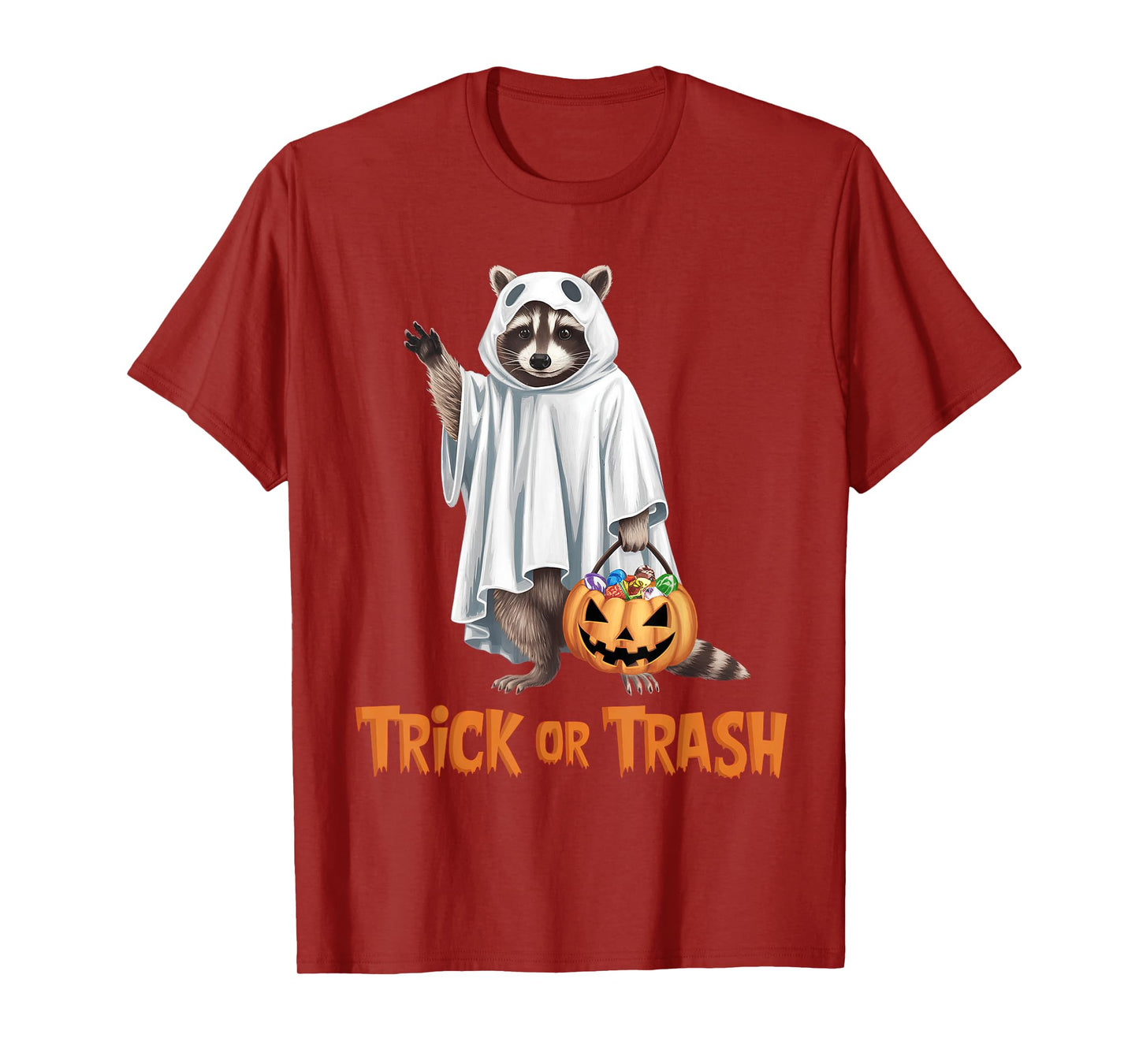 Trick Or Trash Funny Raccoon Ghost Halloween Racoon T-Shirt
