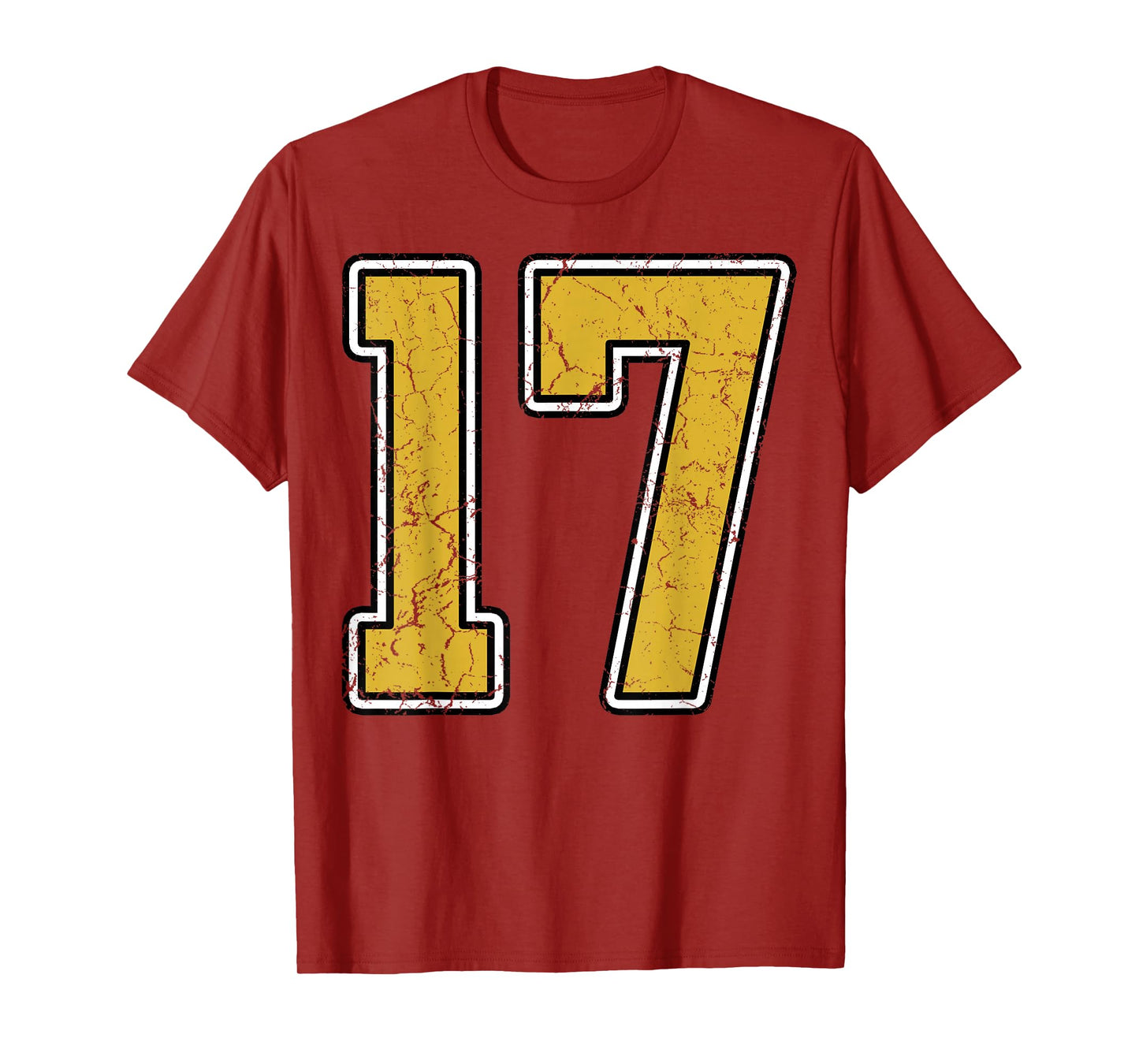 Old Gold Black White Sports Number 17 Jersey Uniform Player T-Shirt