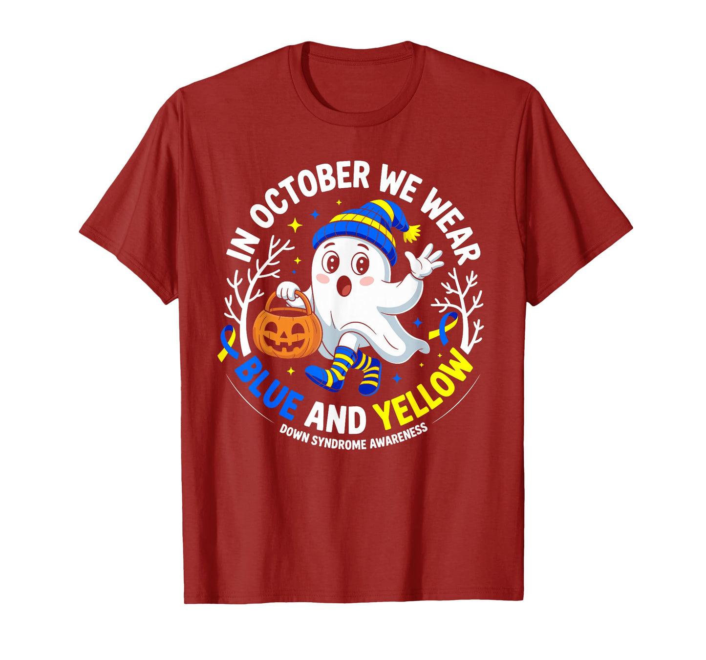 in October We Wear Yellow and Blue Down Syndrome Awareness T-Shirt
