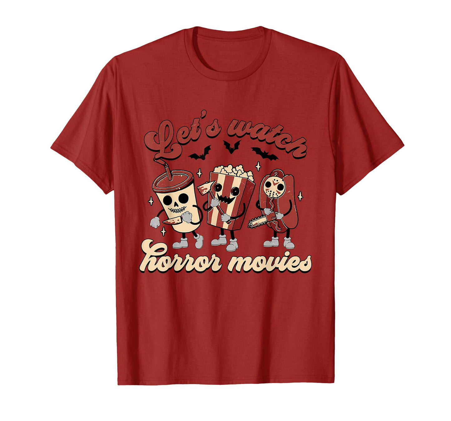 Funny Halloween Let's Watch Horror Movies and Chill Snack T-Shirt