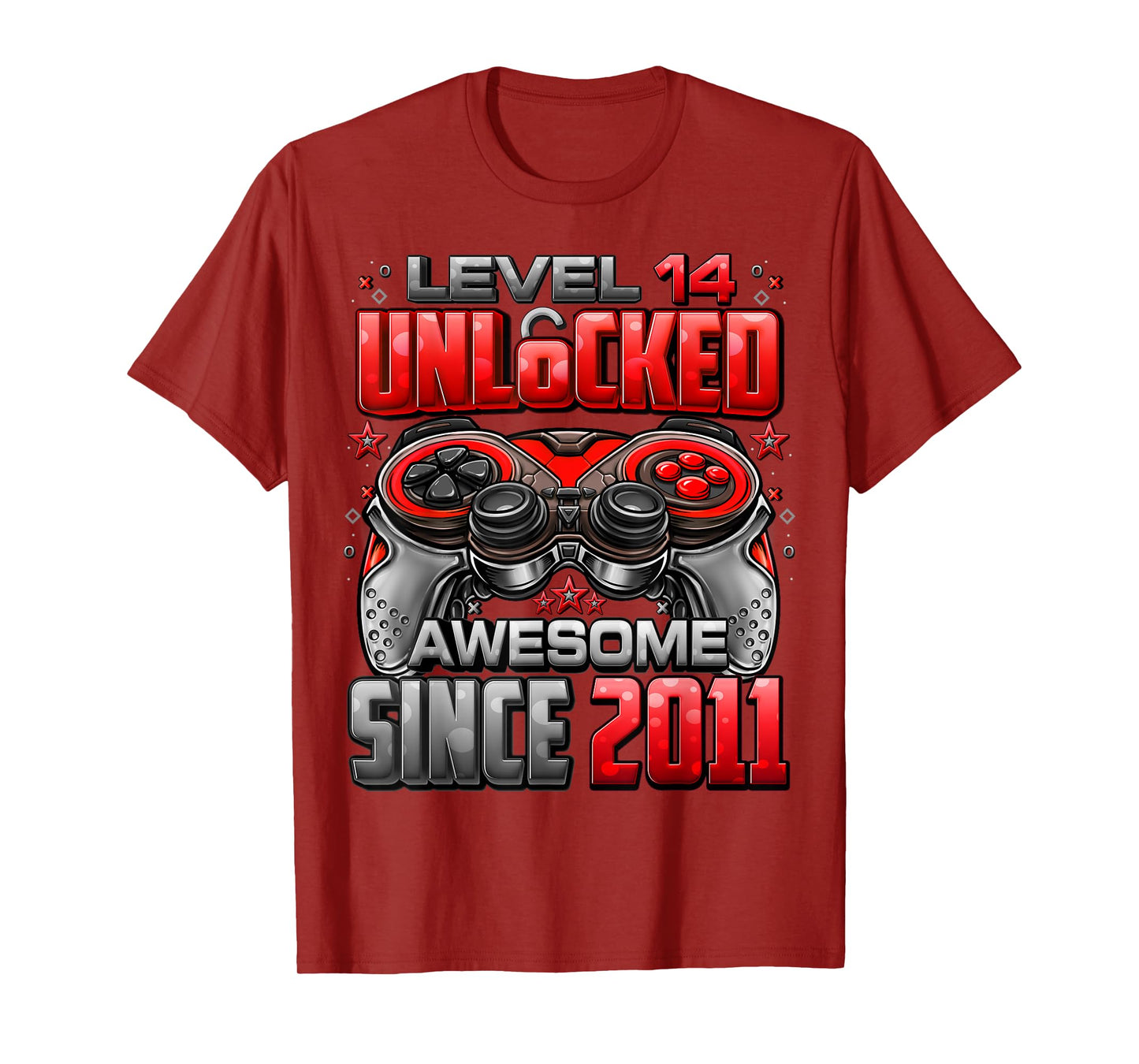 Level 14 Unlocked Awesome Since 2011 14th Birthday Gaming T-Shirt