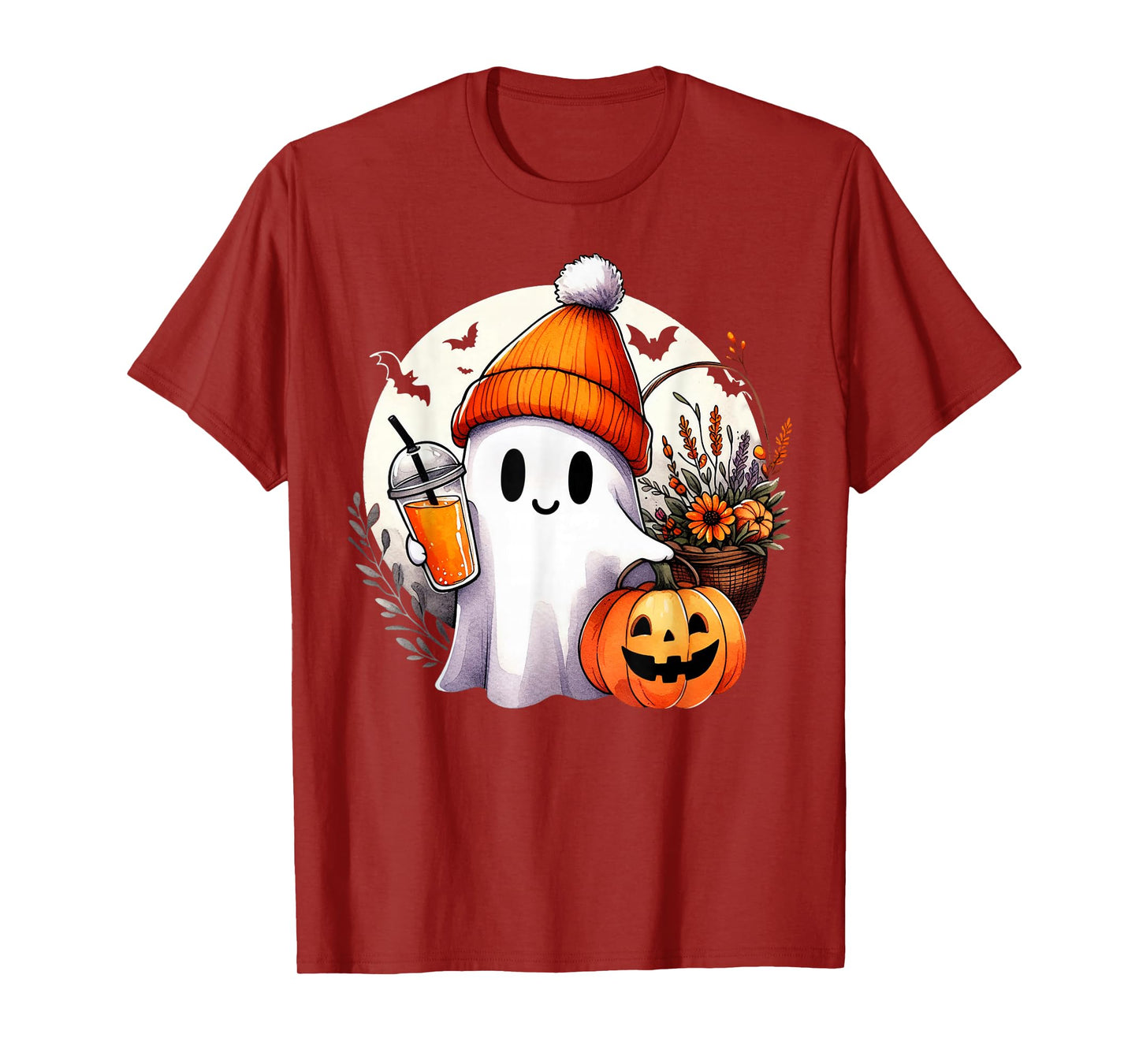 Groovy Ghost Drinking Coffee Halloween Ghost Coffee Lover T-Shirt