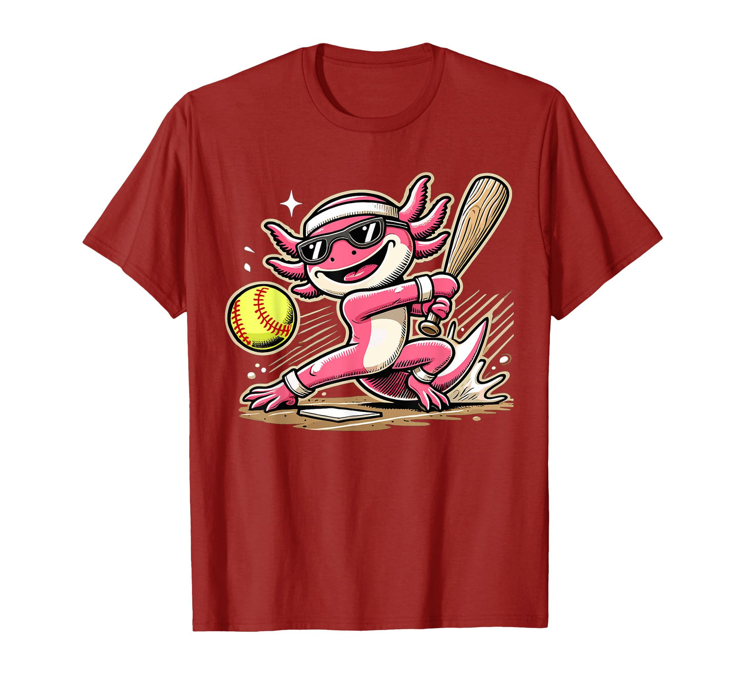 Axolotl Playing Softball, Softball Player Sports Kids T-Shirt