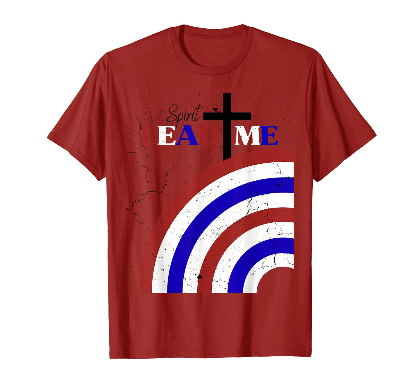 Spirit Lead Me Patriotic Distressed Red White Blue Design T-Shirt