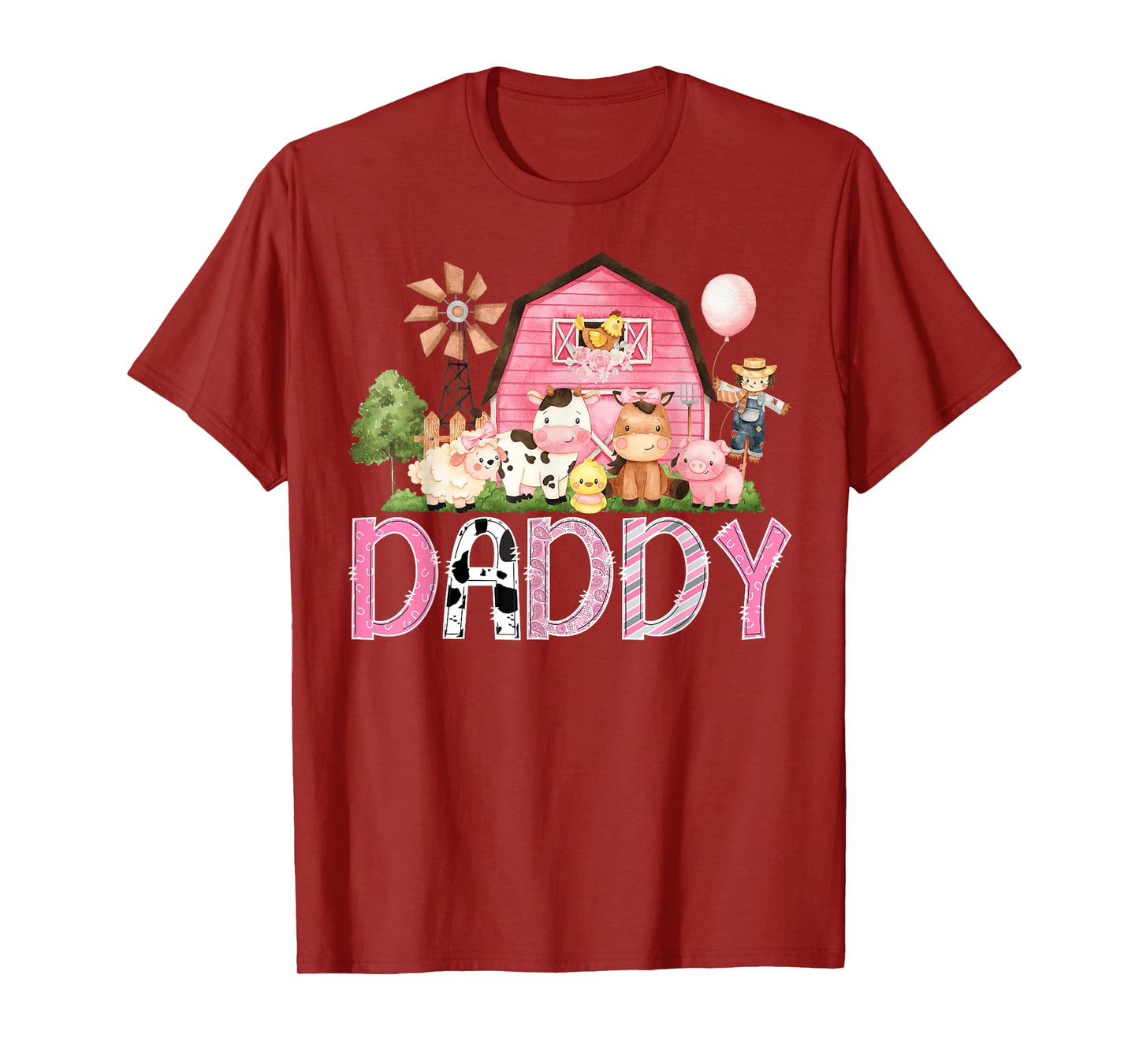 Daddy Pink Farm Cow Birthday Girl Matching Family T-Shirt