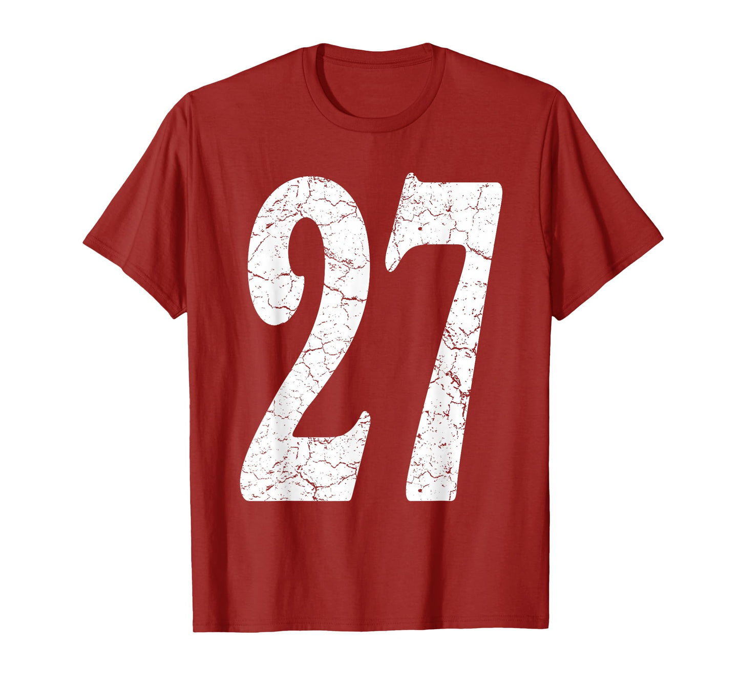 Distressed White Number 27 Jersey Uniform Player Fan T-Shirt