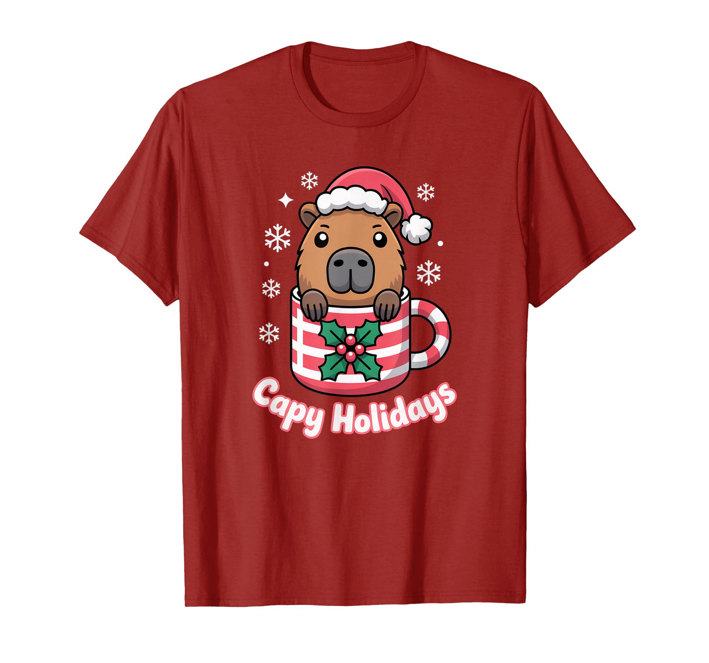 Capy Holidays Cute Capybara Christmas Santa Hat T-Shirt