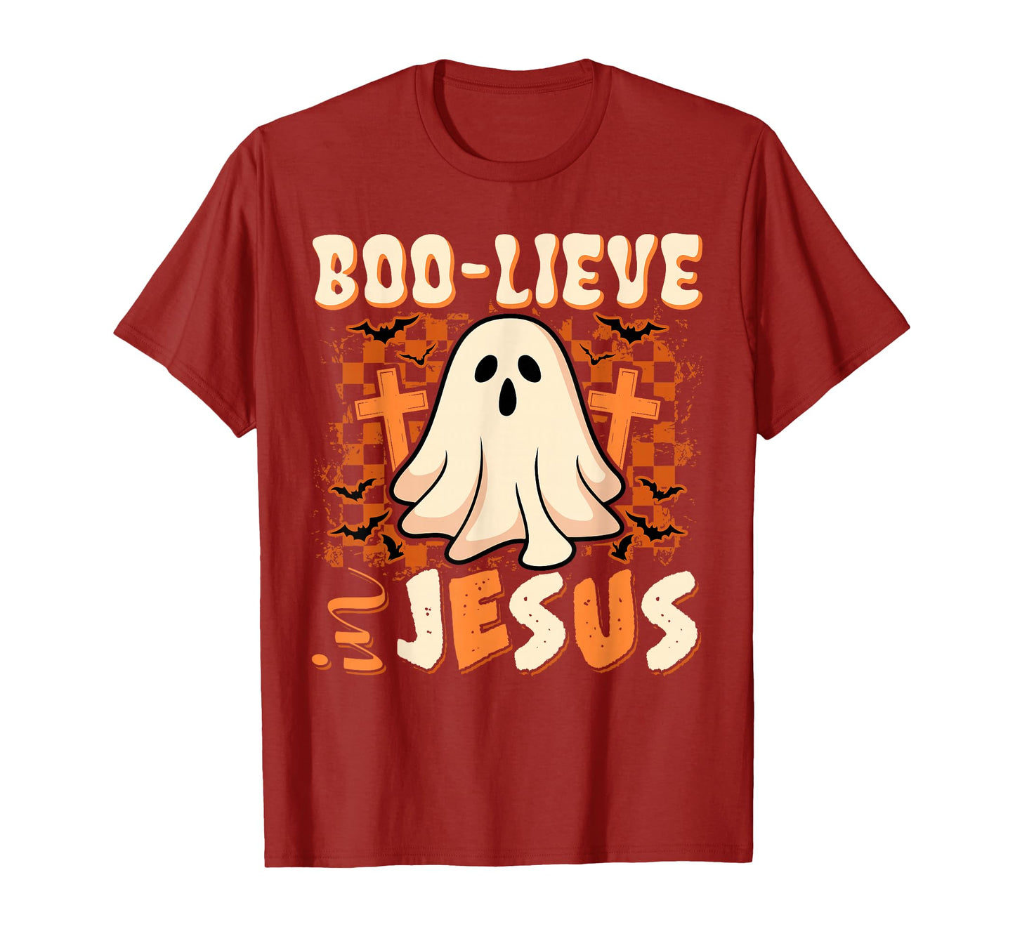 Boo-Lieve in Jesus Christian Halloween Ghost Boo Funny T-Shirt