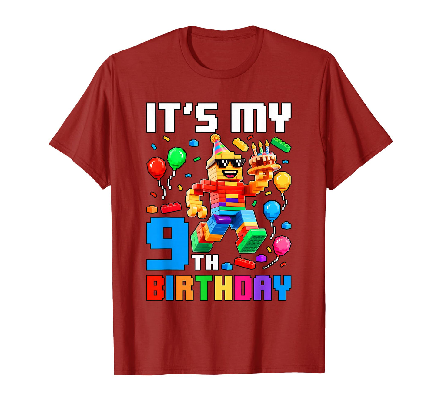It's My 9th Birthday Building Brick 9 Years Old Boys Kids T-Shirt