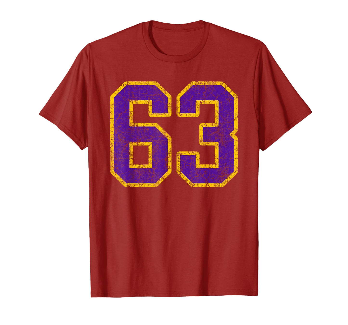 Purple Gold Number 63 Jersey Player Uniform #63 Grunge T-Shirt