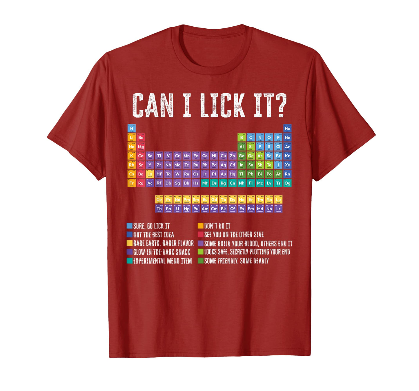 Can I Lick It Periodic Table Funny Chemistry Element Teacher T-Shirt