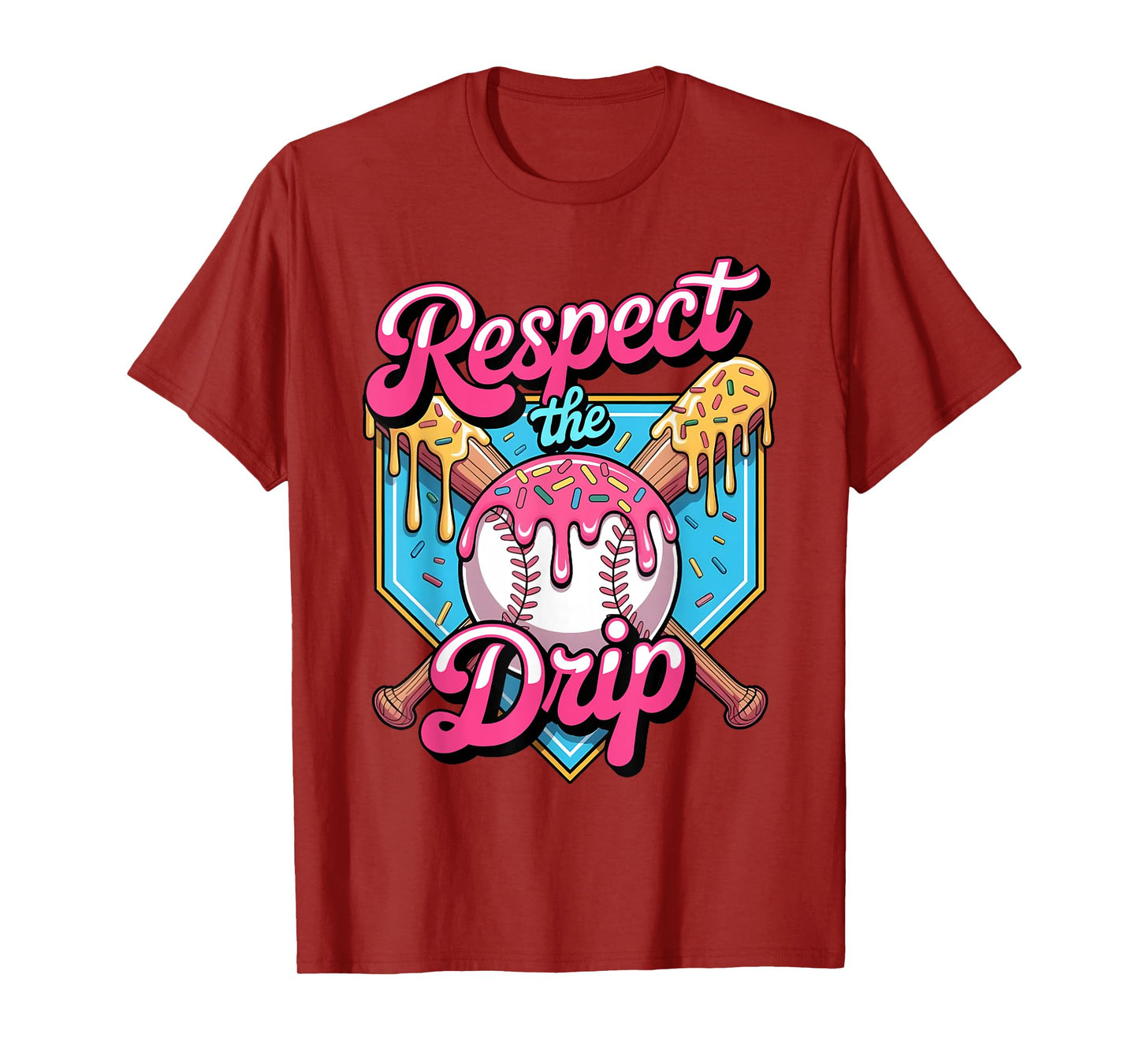 Respect The Drip Baseball Home Plate Ice Cream Dripping T-Shirt