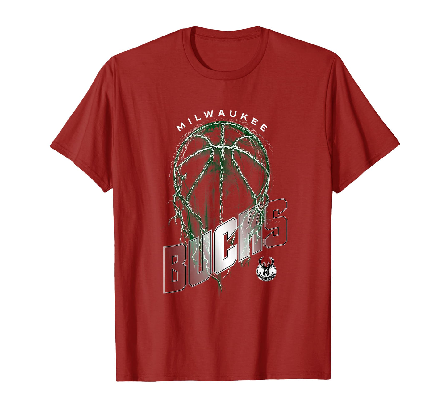 NBA Milwaukee Bucks Lightning Bolt Basketball Logo T-Shirt