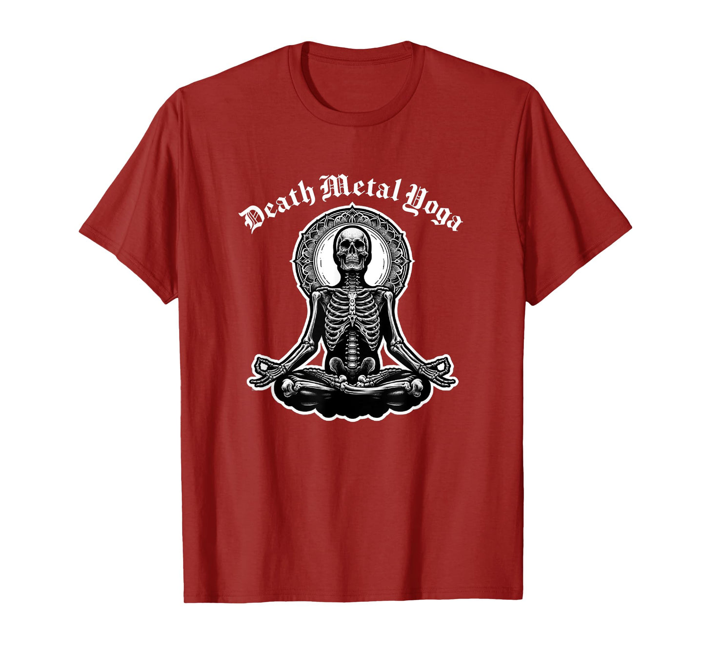 Death Metal Yoga Gothic Skeletal Pose Ironic Wellness T-Shirt