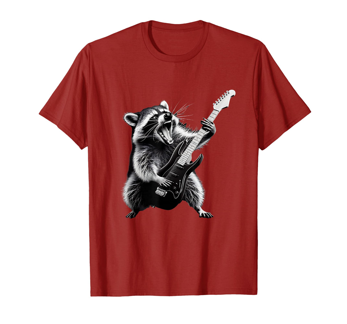 Rock Raccoon Playing Guitar Men Women Kids Funny Raccoon T-Shirt