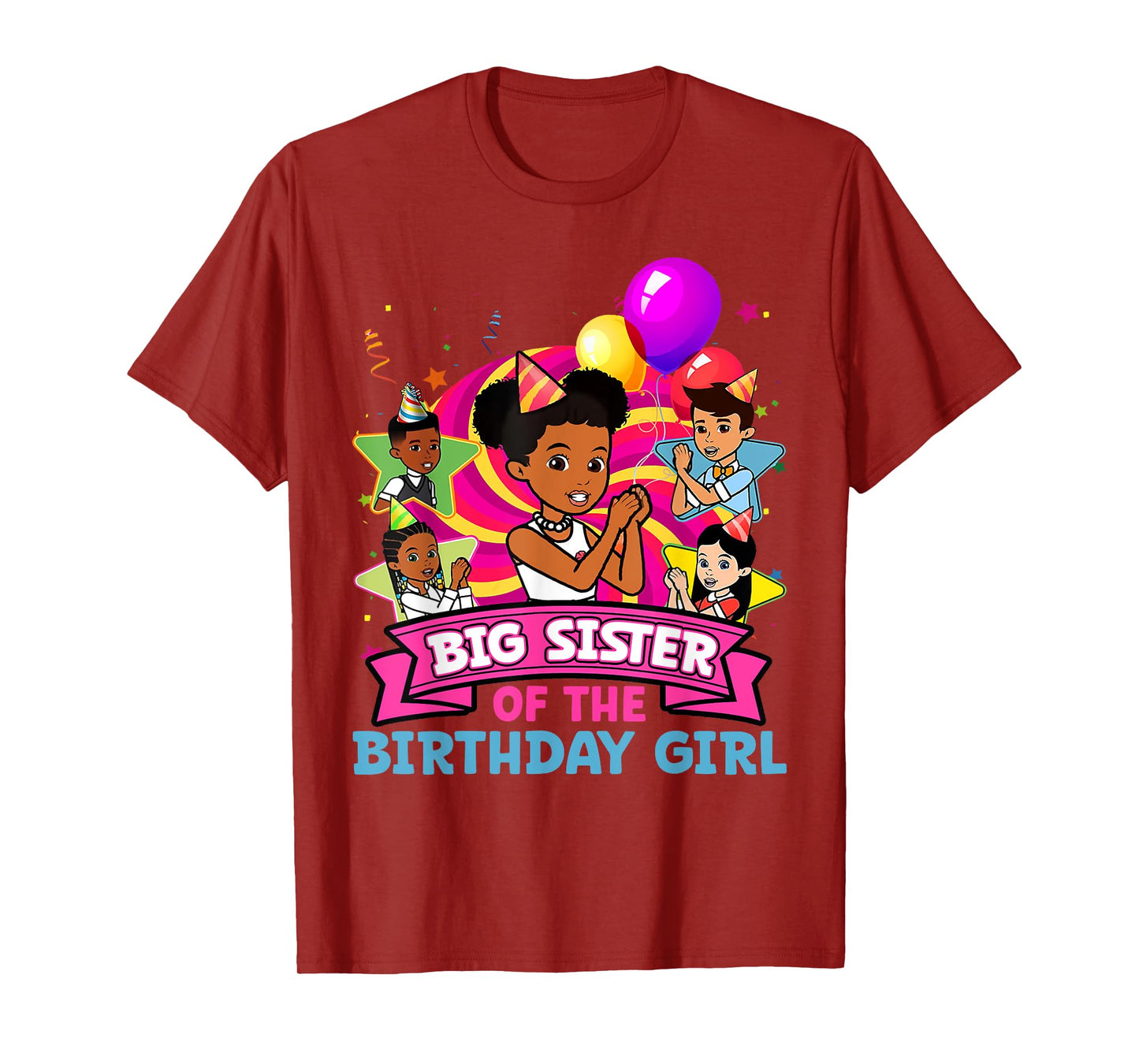 Big Sister Birthday Girl Party Pink Doll Family Decorations T-Shirt