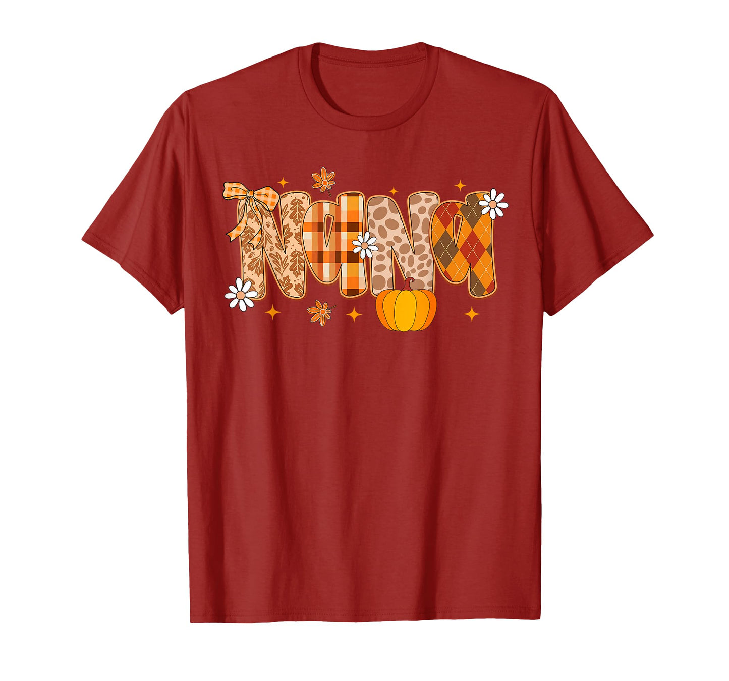 Nana Fall Vibes Coquette Bow Flower Pumpkin Autumn Floral T-Shirt