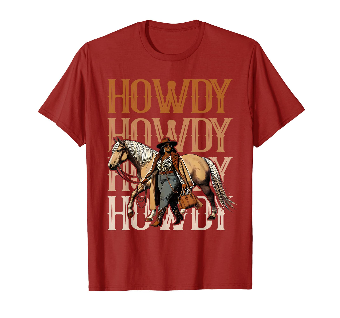 Howdy Black Cowgirl Country Western Rodeo Melanin Texas T-Shirt