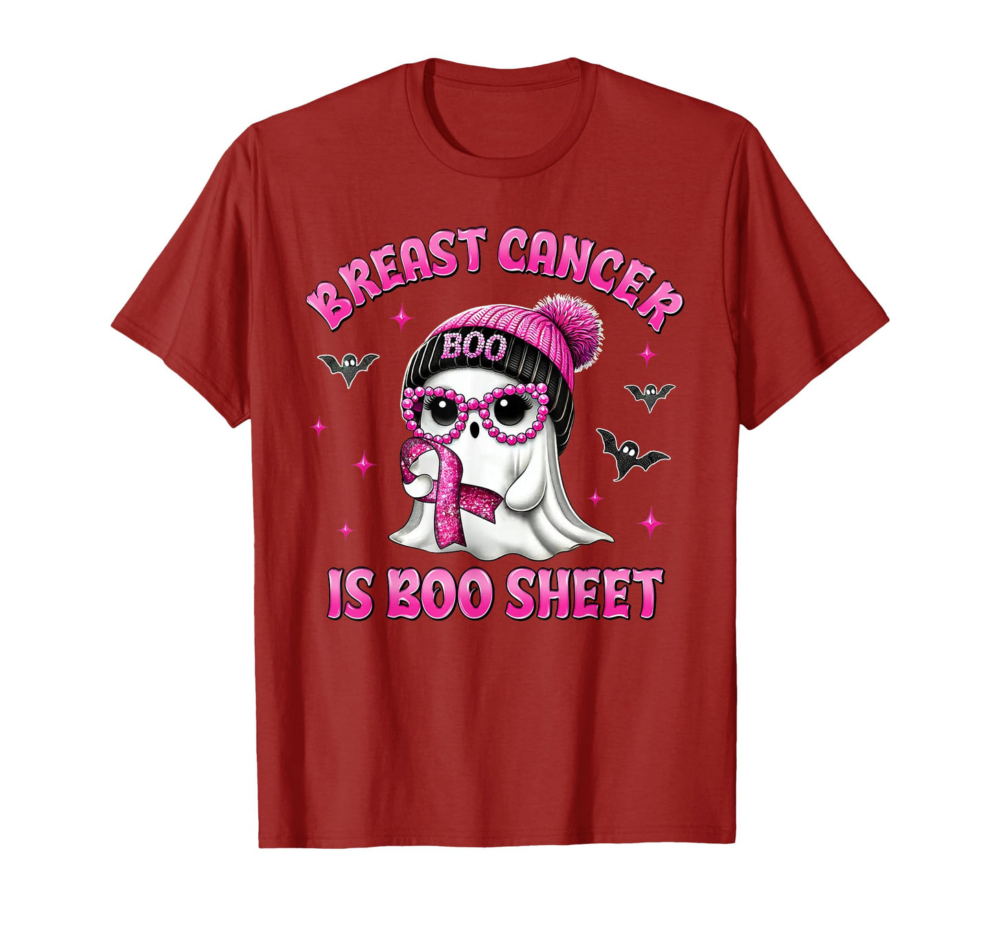 Breast Cancer Is Boo Sheet Pink Ribbon Funny Ghost Halloween T-Shirt