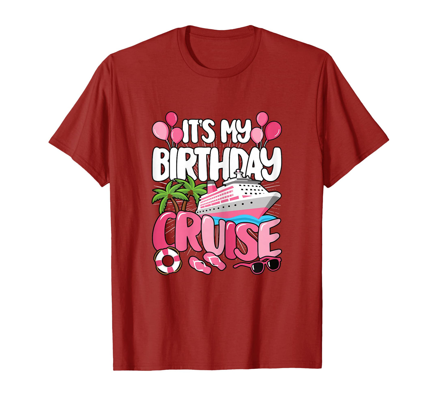 It's My Birthday Cruise Cute Pink Sea Trip Women Girls Kids T-Shirt