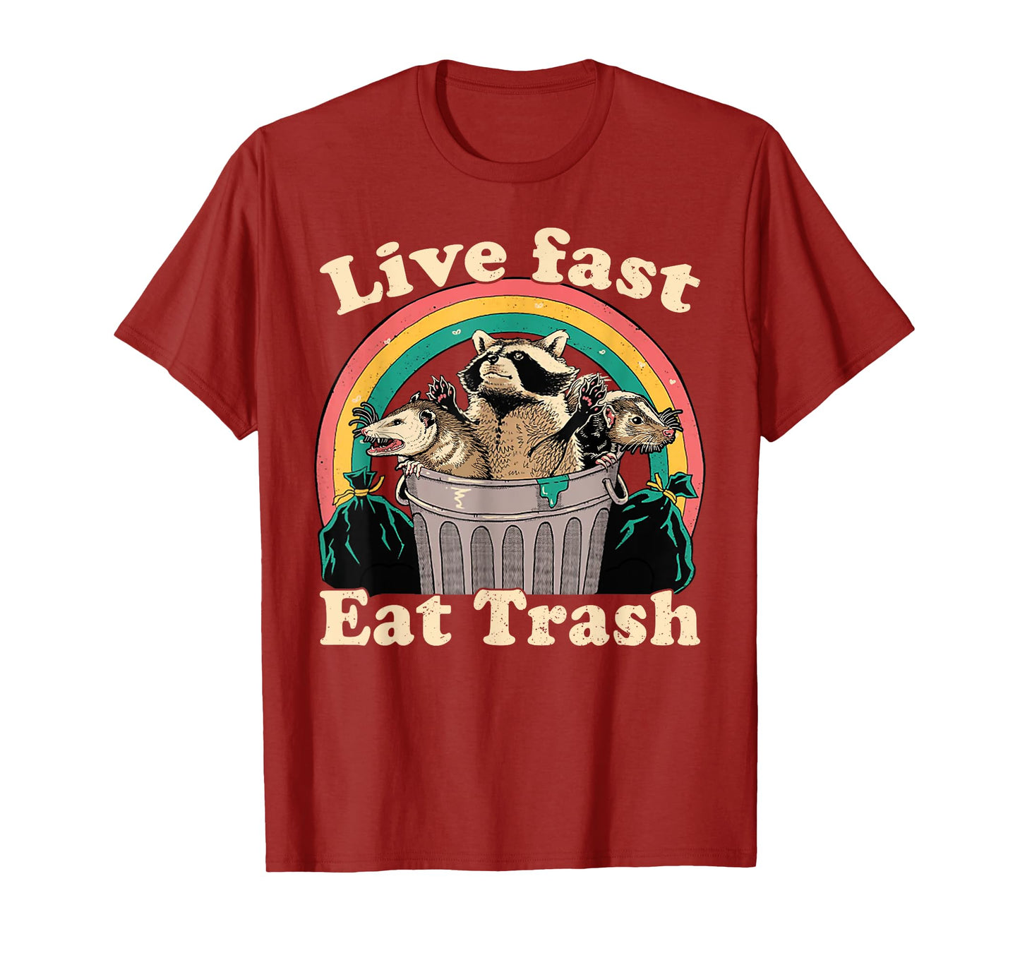 Opossum Raccoon Skunk Live Fast Eat Trash Street Cats Squad T-Shirt