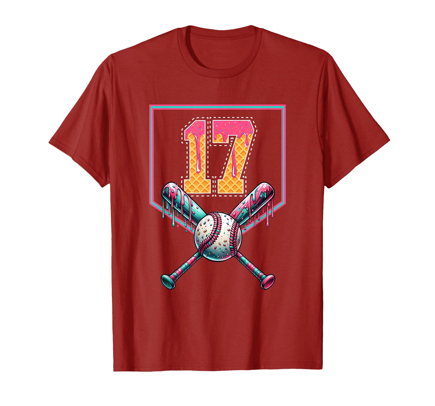 Baseball Drip Number 17 Player Or 17th Birthday Drip Style T-Shirt