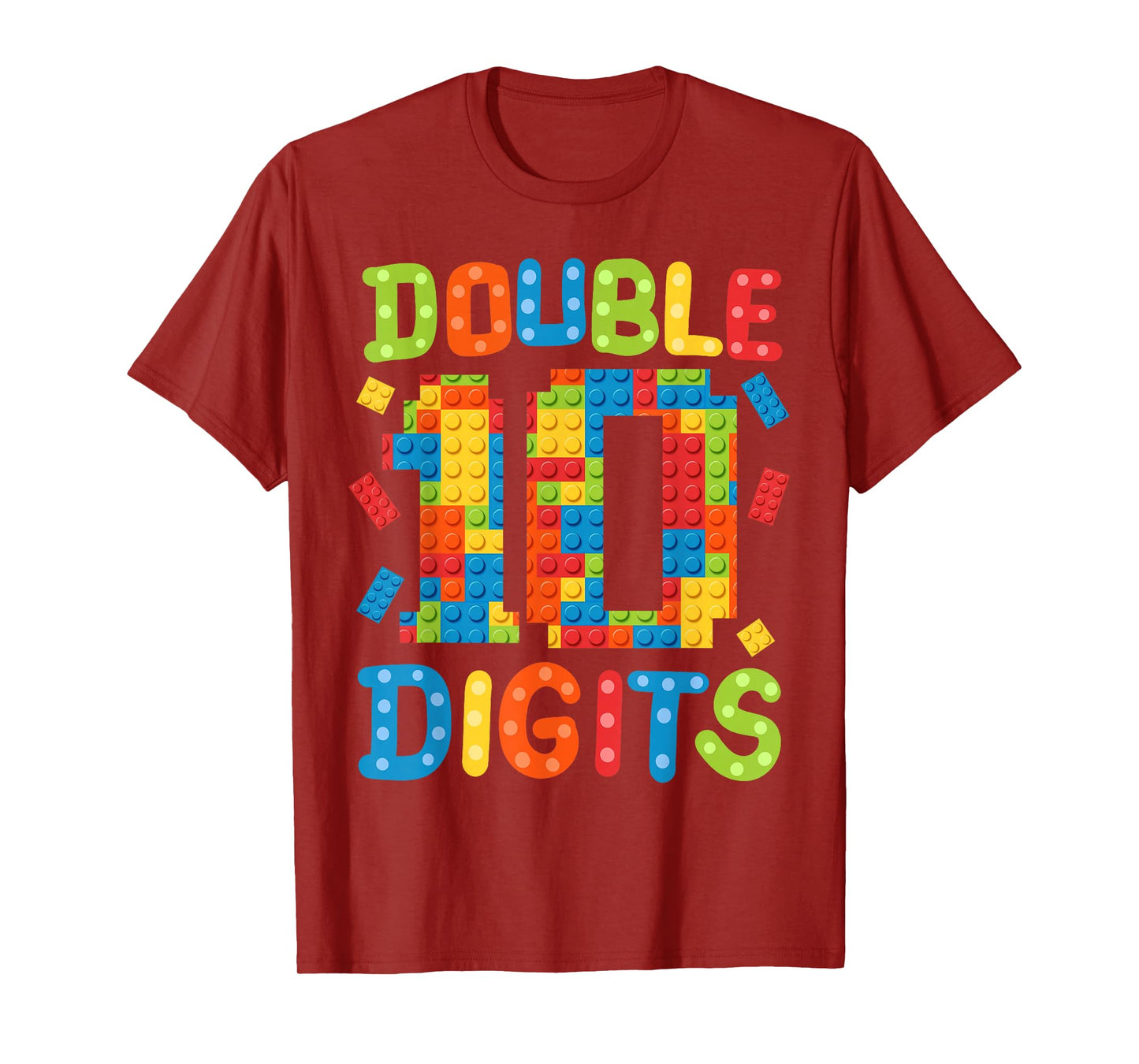 10th Birthday Double Digits Building Blocks 10 Years Old Kid T-Shirt